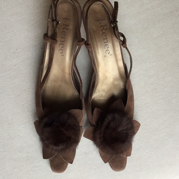 J.Renee Women’s Brown Suede Heeled Strap Pumps - Kiev - 8.5M - Picture 2 of 6